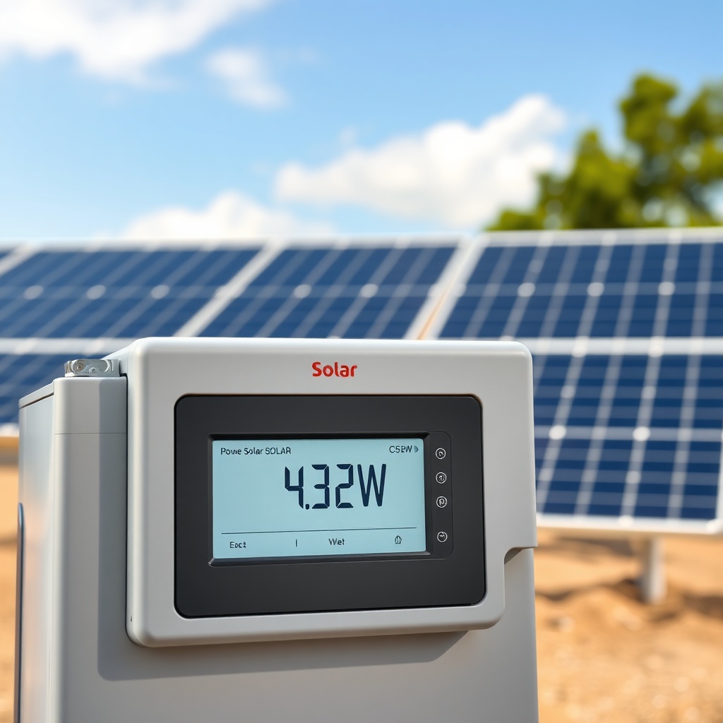 <a solar inverter screen displaying real-time power output (e