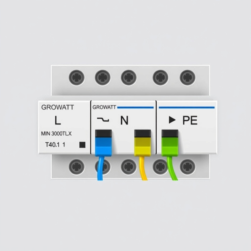 A simple illustration of a Growatt MIN 3000TL-X AC terminal block showing L
