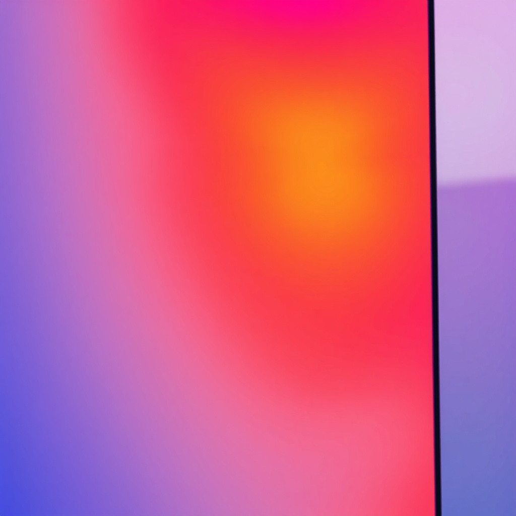 A photorealistic close-up of an LG NeON R 365W panel surface with digital thermal overlay